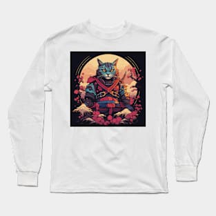 Samurai Kitty Cat Long Sleeve T-Shirt